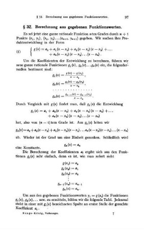 § 32. Berechnung aus gegebenen Funktionswerten.