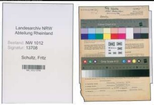 Entnazifizierung Fritz Schultz , geb. 14.08.1906 (Mechaniker-Meister)