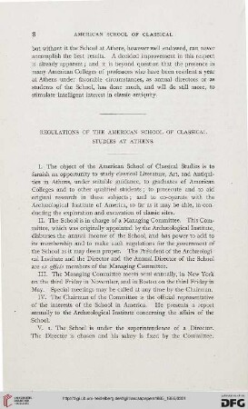 Regulations of the >merican School of Classial Studies at Athens