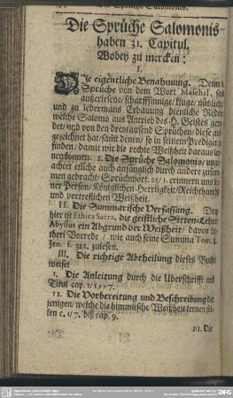 Die Sprüche Salomonis