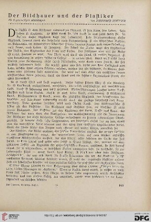 11.1919: Der Bildhauer und der Plastiker