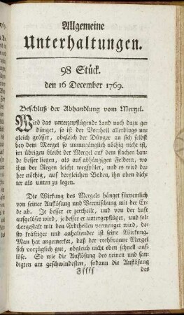 98 Stück. d. 16. December 1769.