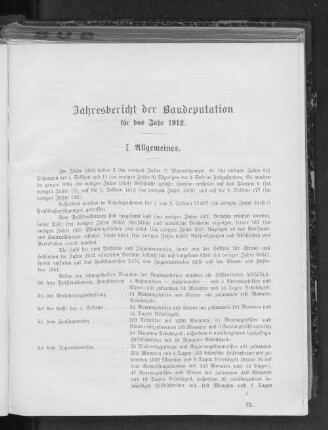 Jahresbericht der Baudeputation für das Jahr 1912.