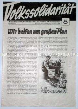 Mitteilungsblatt für Funktionäre der Volkssolidarität u.a. zur Lage nach der Währungsreform