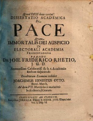 Dissertatio Academica De Pace