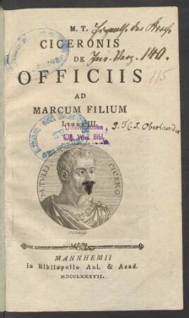 M. T. Ciceronis De Officiis Ad Marcum Filium Libri III.