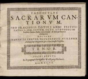 Fasciculus sacrarum cantionum... Tenor