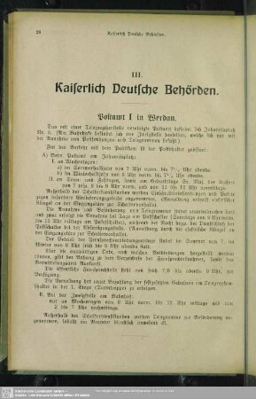 III. Behördenverzeichnis : III. Kaiserlich Deutsche Behörden