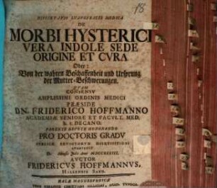 De morbi hysterici vera indole, sede origine et cura
