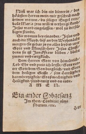 Ein ander Lobgesang || Jm thon/ Conditur alme || siderum/ etc. ||
