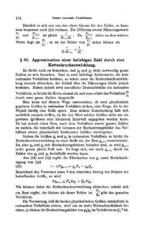 § 40. Approximation einer beliebigen Zahl durch eine Kettenbruchentwicklung.