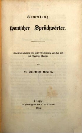 Sammlung spanischer Sprüchwörter
