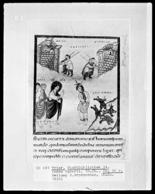 Codex Egberti — Heilung des Besessenen von Gerasa, Folio 26verso