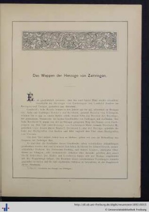 I. Das Wappen der Herzoge von Zähringen.