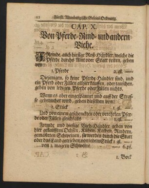 Cap. X. Von Pferde-Rind- und andern Viehe