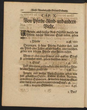 Cap. X. Von Pferde-Rind- und andern Viehe