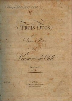 Trois duos pour deux flûtes : Oeuvre I, 3