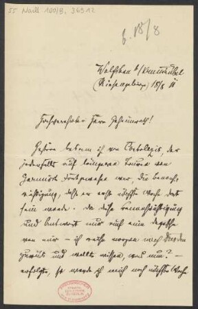 Brief an Ludwig Strecker  und B. Schott's Söhne : 18.08.1911
