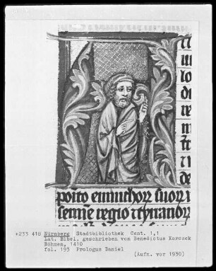 Lateinische Bibel — Initiale A mit Daniel, Folio 193recto