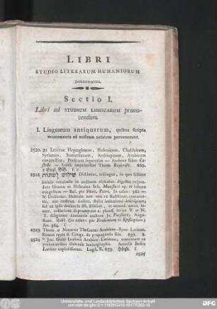 Libri Studio Literarum Humaniorum Inservientes. Sectio I. Libri ad Studium Linguarum promovendum.