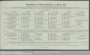 Tagesordnung der Königl. Landesschule zu Meissen 1860