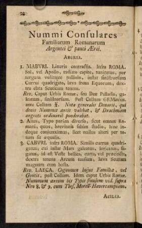 22-96, Nummi Consulares Familiarum Romanarum Argentei & pauci Aerei.