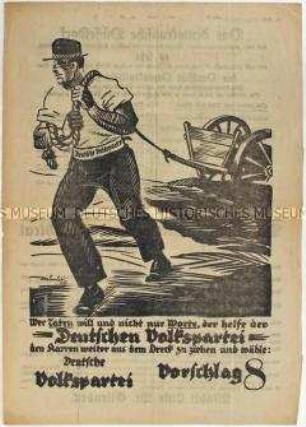 Illustrierter Sonderdruck mit Wahlaufrufen der DVP, der DNVP und der DDP zur Wahl der Stadtverordnetenversammlung Düsseldorf 1924