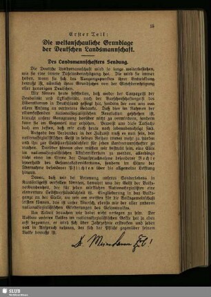Erster Teil: Die weltanschauliche Grundlage der Deutschen Landsmannschaft
