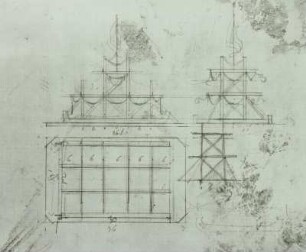 London, Weltausstellung, Grundrisse und Aufrisse eines Details (Vorrichtung zum Ausstellen von Booten)