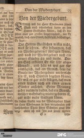Von der Wiedergeburt.