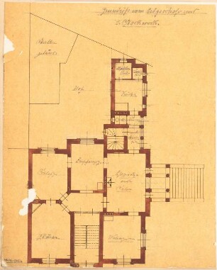 Villa, Gera Monatskonkurrenz April 1878: Grundriss Obergeschoss