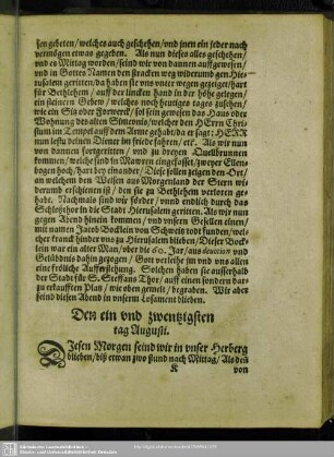 Den ein und zwentzigsten tag Augusti. - Den drey und zwentzigsten tag Augusti