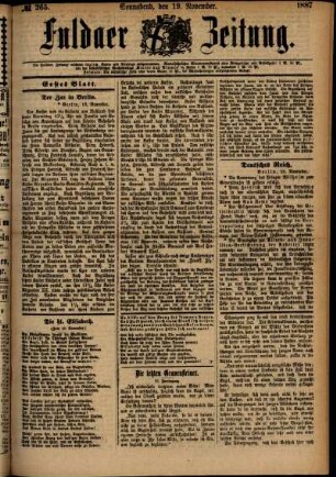 Ausgabe vom Samstag, den 19. November 1887.