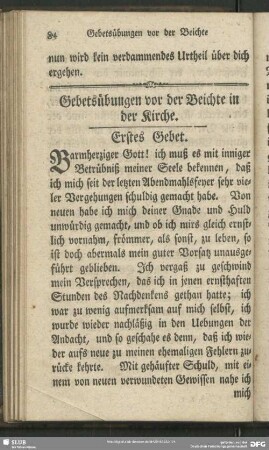 Gebetsübungen vor der Beichte in der Kirche