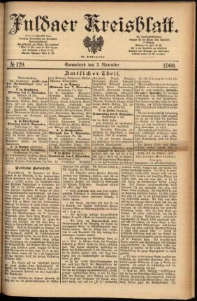 Erste Ausgabe vom Samstag, den 03. November 1900.