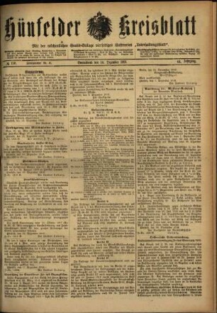 Ausgabe vom Samstag, den 14. Dezember 1918.