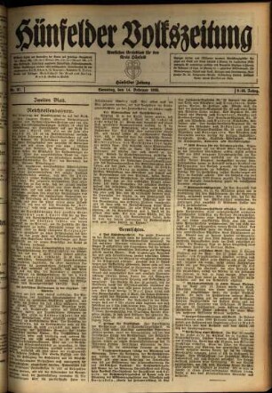Zweite Ausgabe vom Samstag, den 14. Februar 1920.