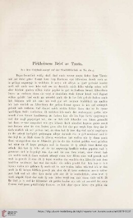 Pirkheimers Brief an Tzerte. Aus dem Originalconcept auf der Stadtbibliothek zu Nürnberg