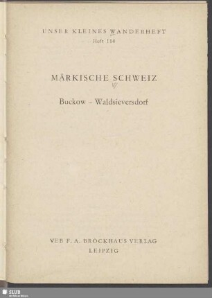 Märkische Schweiz : Buckow - Waldsieversdorf