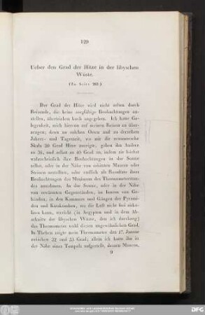 Ueber den Grad der Hitze in der libyschen Wüste.
