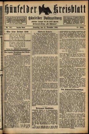 Zweite Ausgabe vom Samstag, den 22. November 1924.