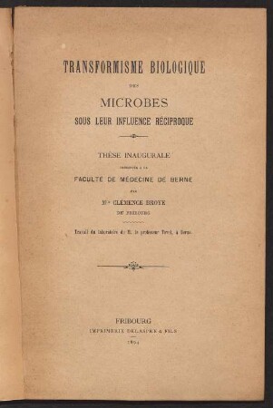 Transformisme biologique des microbes sous leur influence réciproque