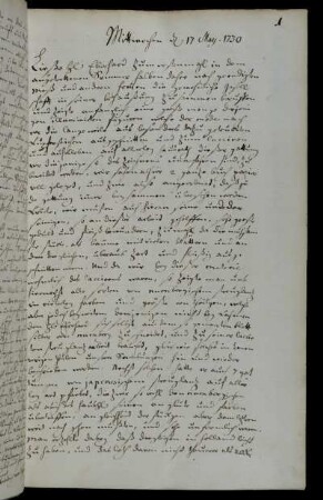 Mittwochen d 17 May. 1730