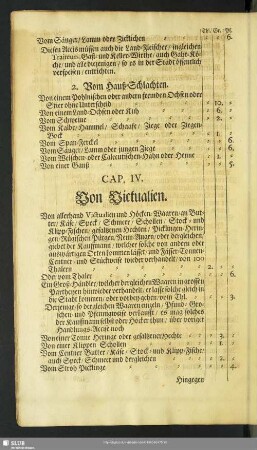 Cap. IV. Von Victualien
