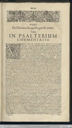 Coepta In Psalterum Commentatio