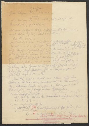 Hs. Entwurf eines Verlagsvertrags zwischen Lothar Windsperger und B. Schott's Söhne