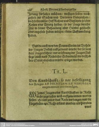 Tit. L. Von Kundschafft, so vor befestigung des Krieges Ad Perpetuam Rei Memoriam eingenommen werden mögen