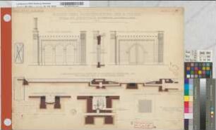 Entwurf eines Locomotivschuppens für 16 Sände der Bergisch-Märkischen Eisenbahn [in Steele], Blatt V.: Details der Architektur, Feuergruben, Wasserfüllhahn, o. M. Hgl, Sknr.: 5, Fanr.: 8, Bunr.: 2