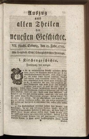 VII. Nachl. Coburg, den 15. Febr. 1755.