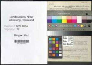 Entnazifizierung Karl Bingler , geb. 12.04.1888 (Telegr.Beamter)